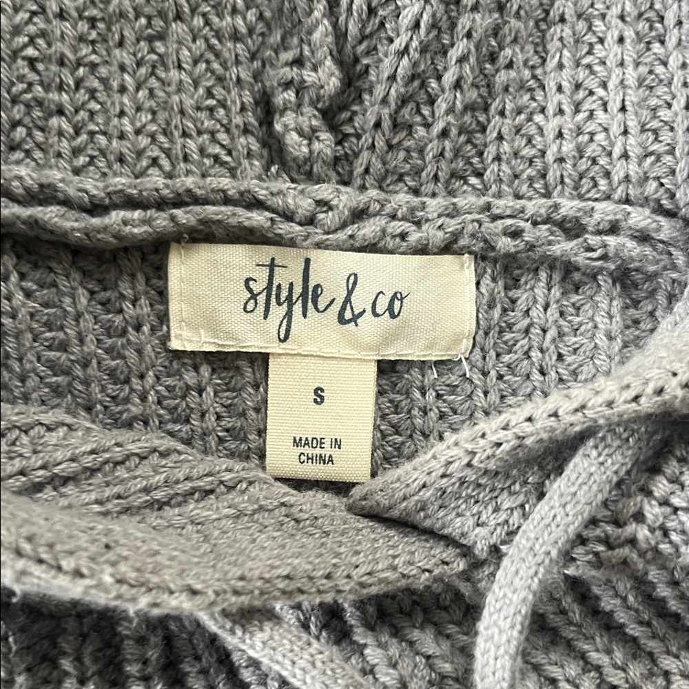 Style & Co. Light Gray Cowl Neck Knit Sweater
